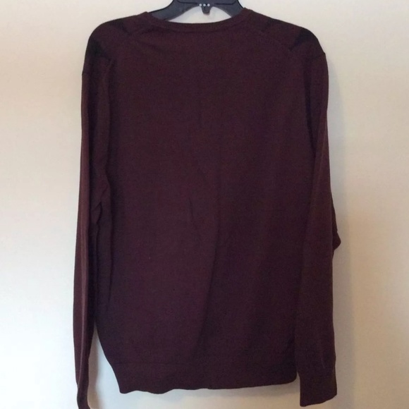J. FERRAR ARGYLE VNECK SWEATER MAROON BURGUNDY AND BLACK ONLY WORN ONCE SZ L - Picture 3 of 3
